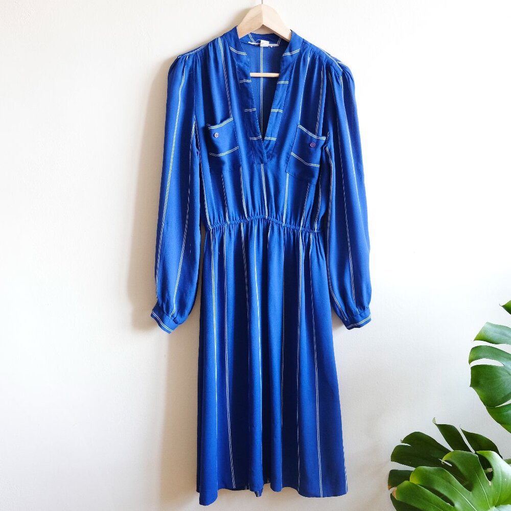 Vintage Blue Long Sleeve Dress